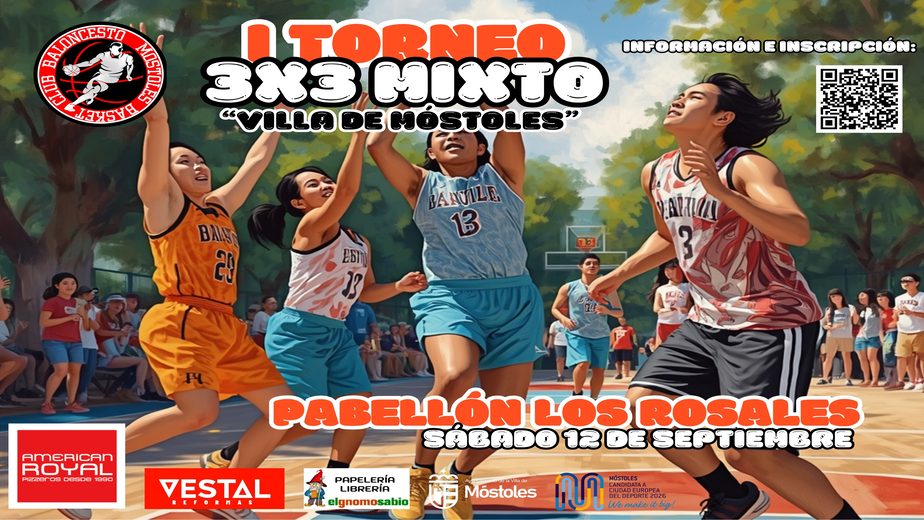Cartel_horizontal_web I Torneo 3x3 Villa de Móstoles